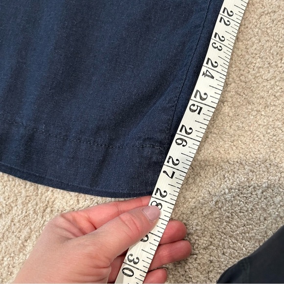 Beau Dawson Women Wide Leg Linen Blend Pants Size L Navy Pockets Elastic Waist - Picture 13 of 17